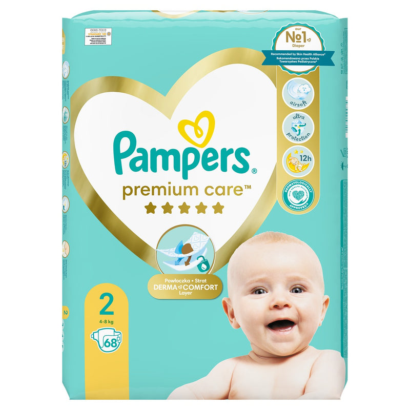 Pampers Premium Care Newborn Value Pack | Scutece 4-8 kg | 68 buc | Marimea 2